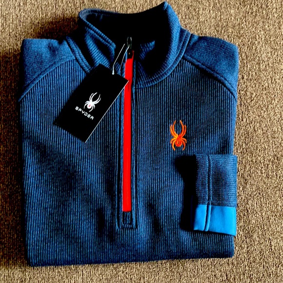Spyder Other - Spyder Men’s 1/4 Zipper Bark Blue Toned L/S Sweater size L